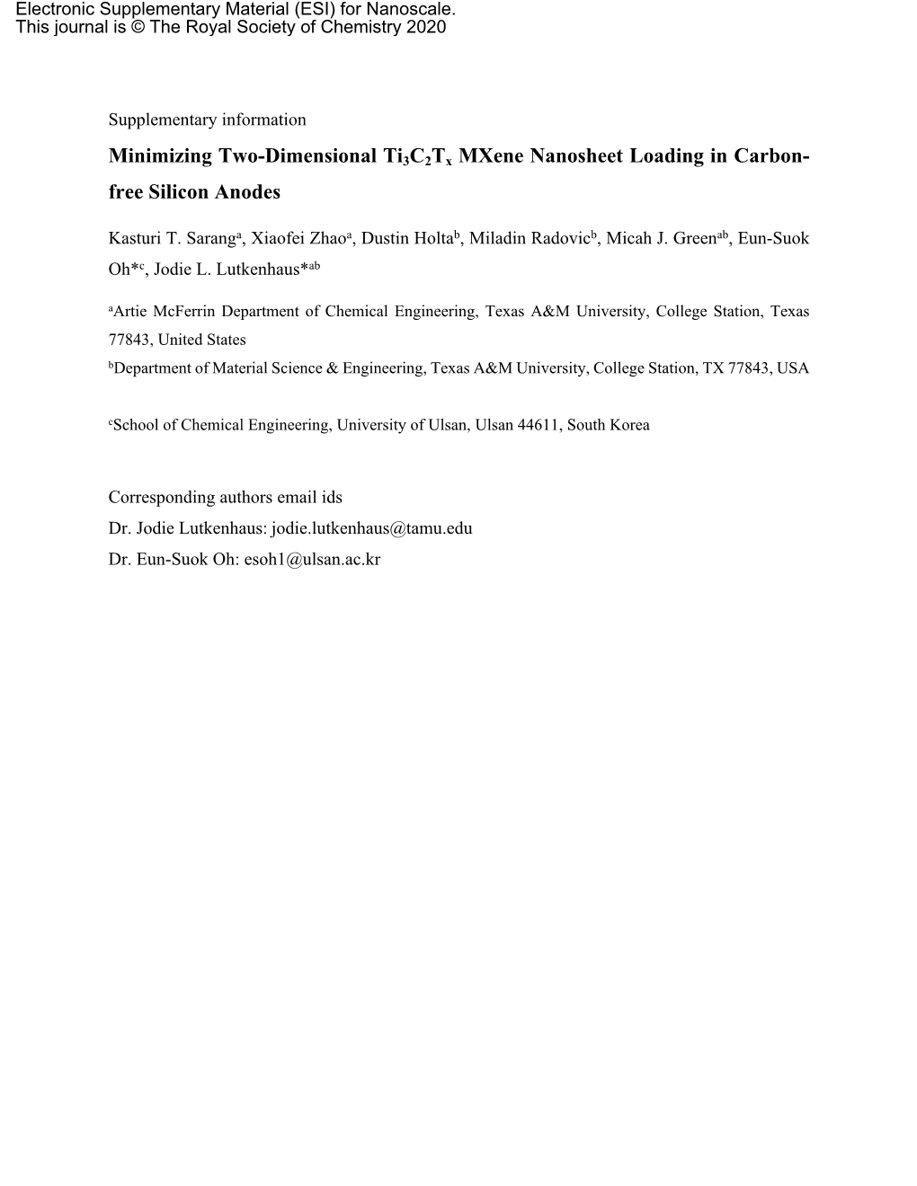 Minimizing Two-Dimensional Ti3c2tx Mxene Nanosheet Loading in Carbon- Free Silicon Anodes