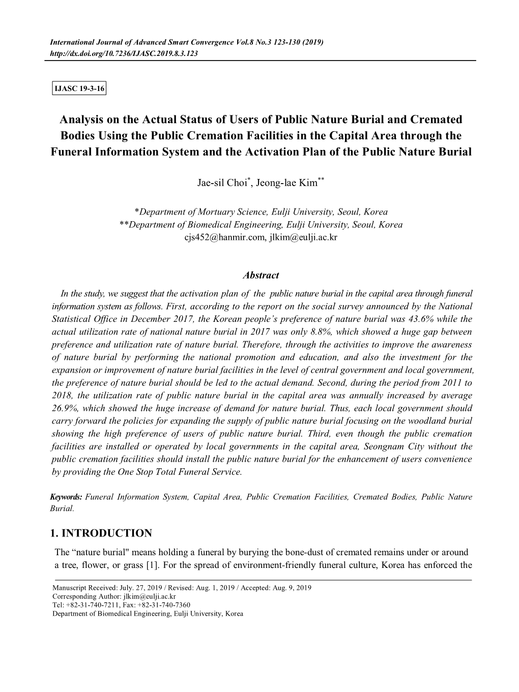 Analysis on the Actual Status of Users of Public Nature Burial and Cremated