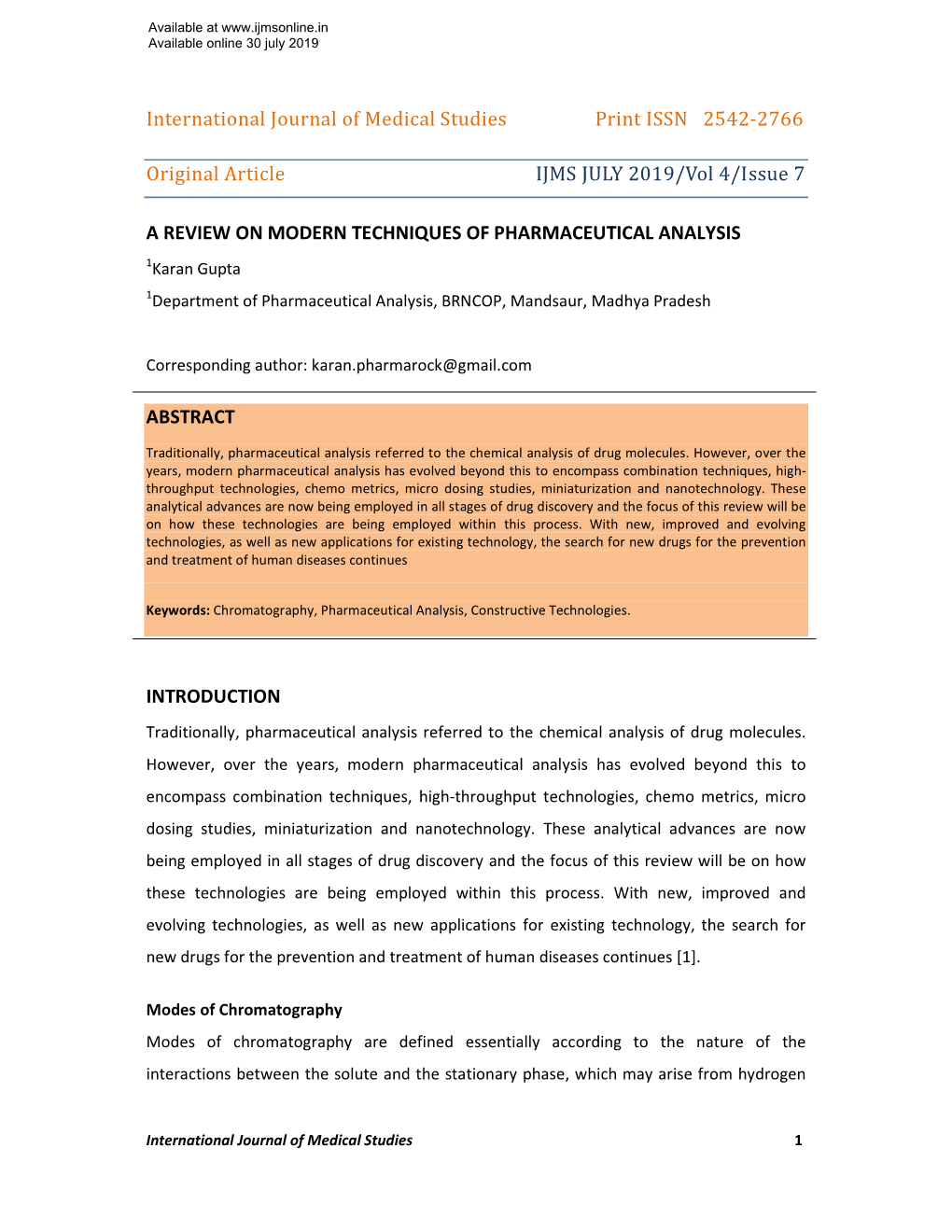 International Journal of Medical Studies Print ISSN 2542-2766