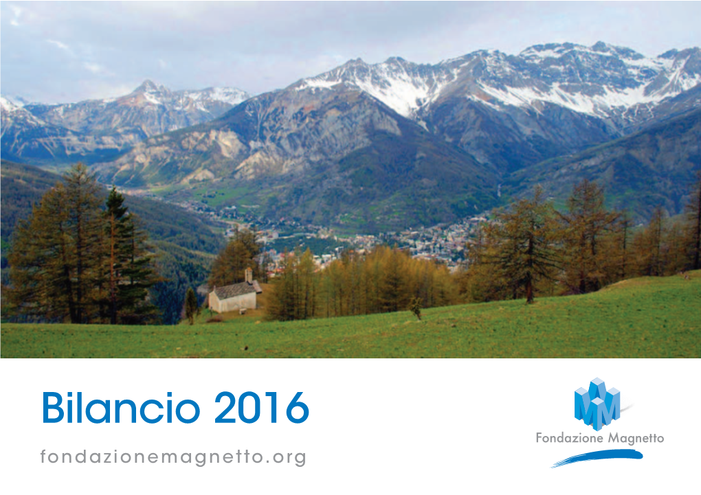 Bilancio 2016 Fondazionemagnetto.Org Caro Lettore, Eccoci a Fare Il Punto Sull’Anno Appena Terminato, Ancora Una Volta Molto Intenso E Pieno Di Incontri Positivi