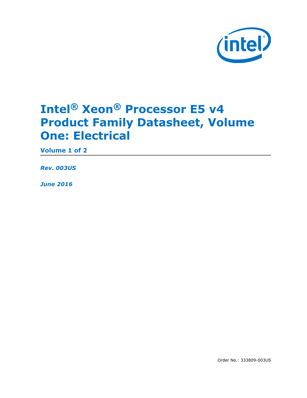 Intel® Xeon® Processor E5 V4 Family Technical Datasheet