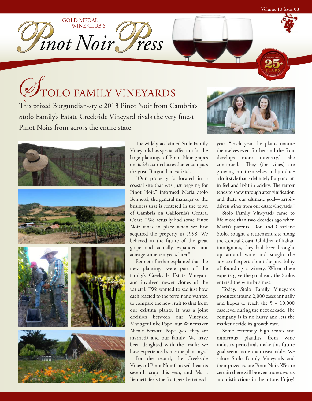 Stolo Family Vineyards and and Vineyards Family Stolo Salute Creekside the Record, the For