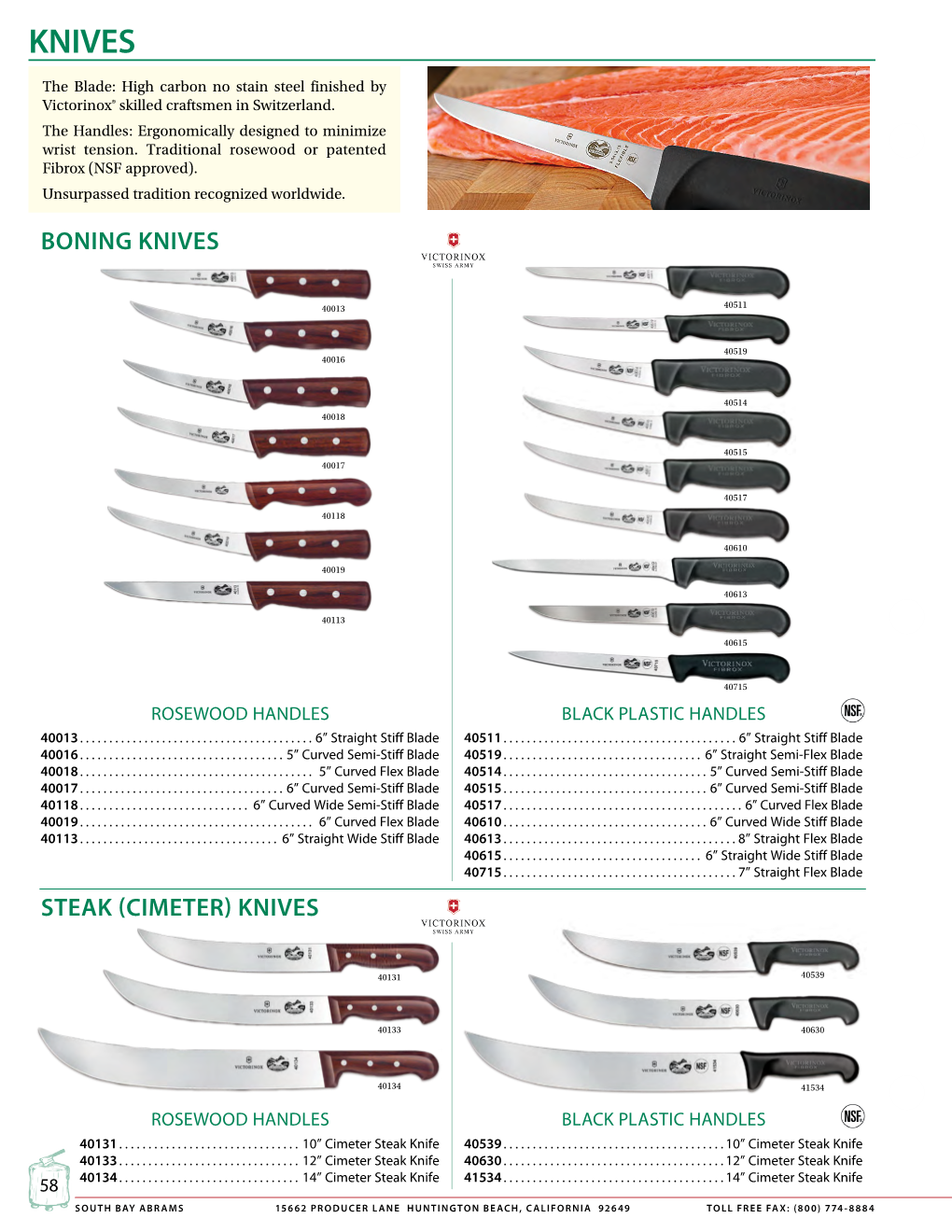 Page: 58–62 | Knives | Catalog C-116 | South Bay Abrams