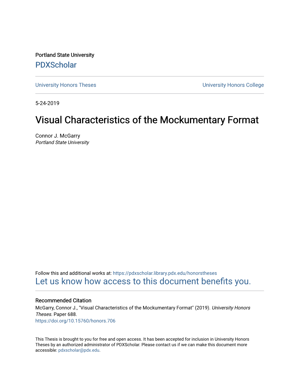 Visual Characteristics of the Mockumentary Format