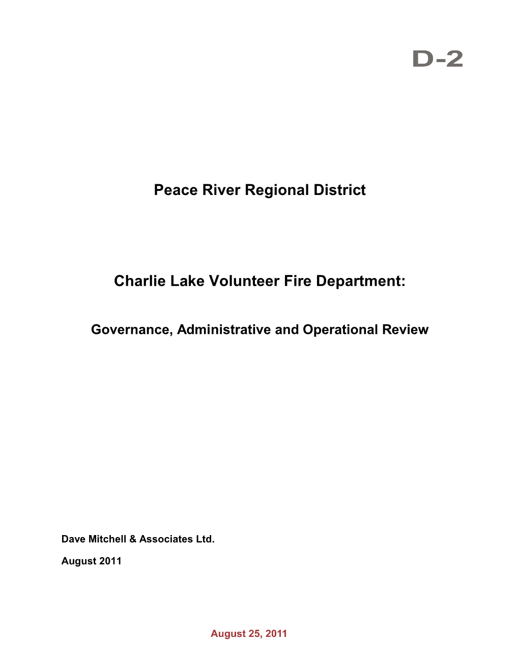 Peace River Regional District Charlie Lake Volunteer Fire Department