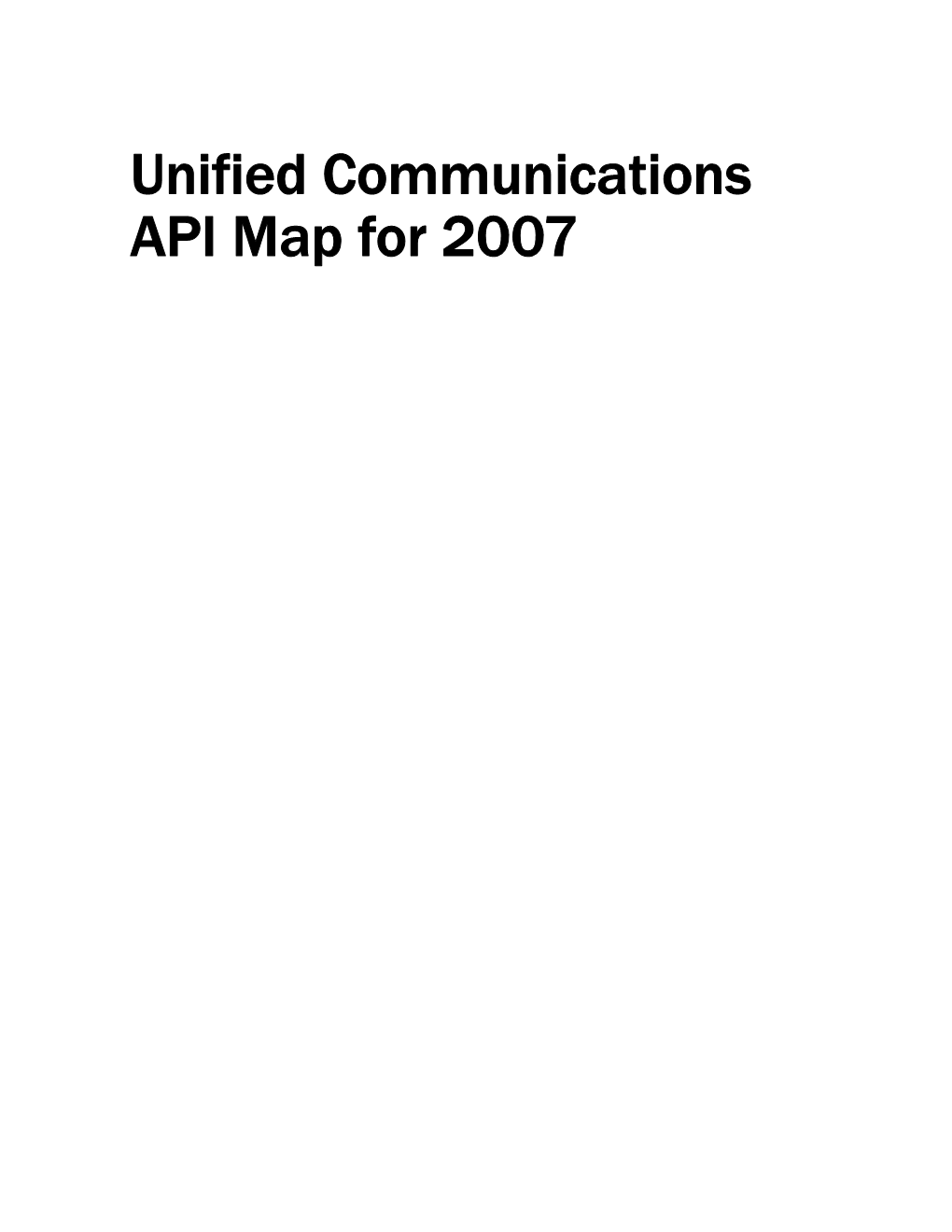 Unified Communications API Map for 2007