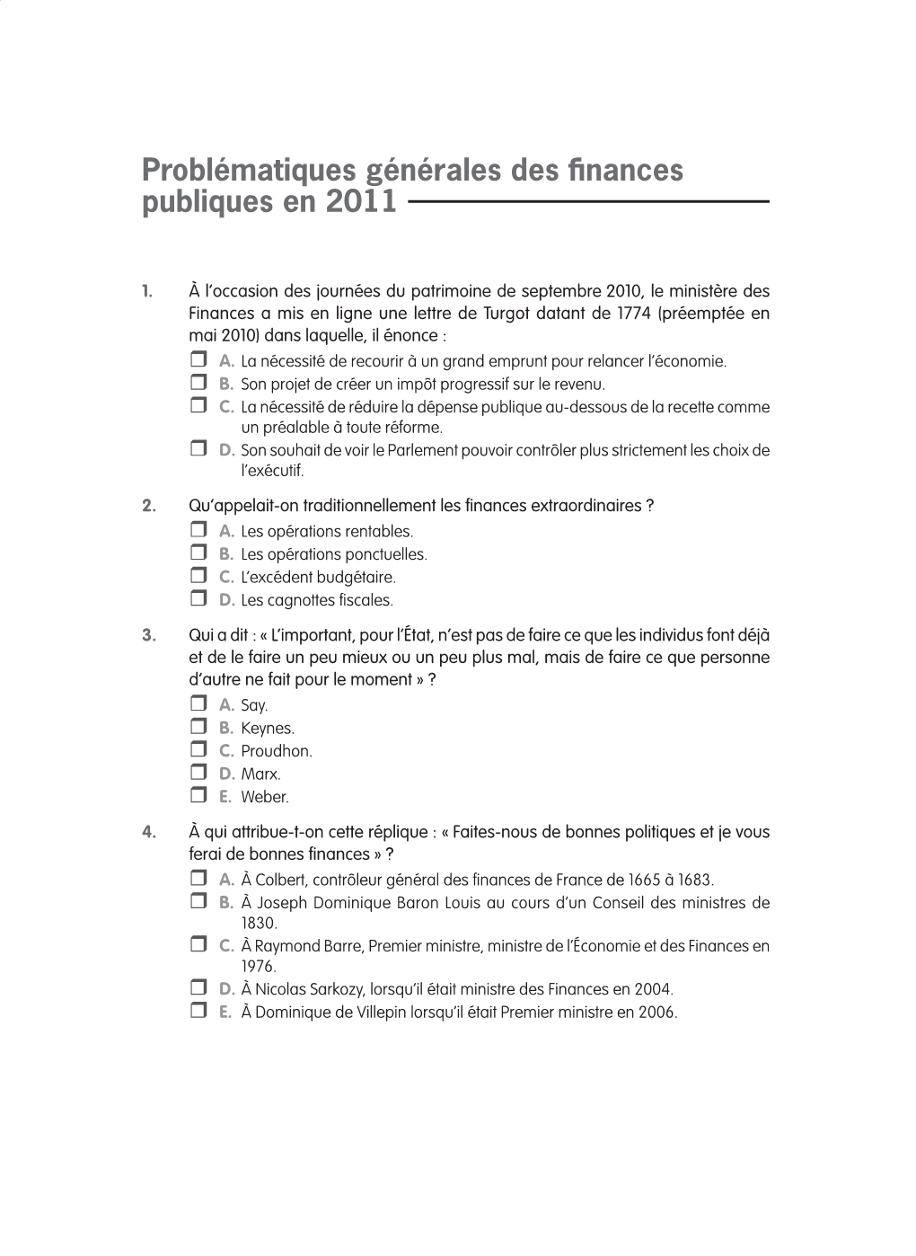 Problématiques Générales Des Ffnances Publiques En 2011