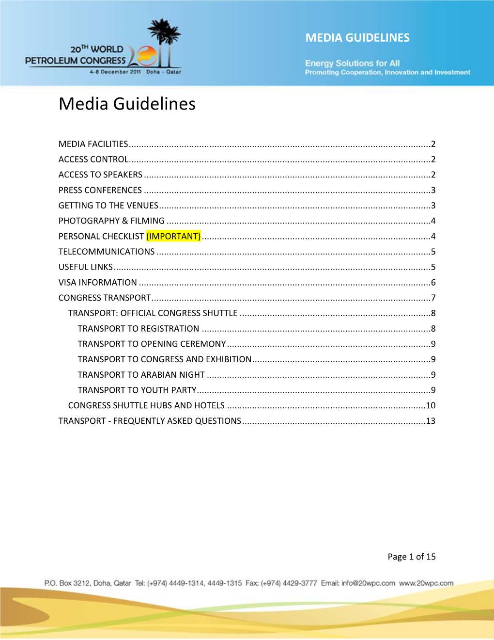 Media Guidelines