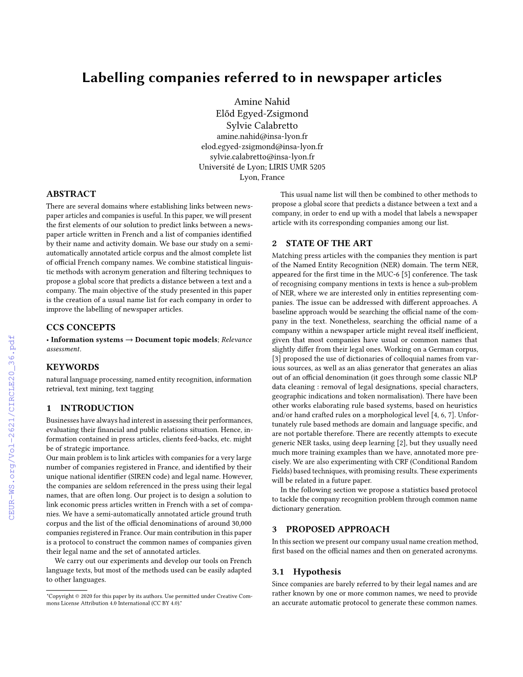 Labelling Companies Referred to in Newspaper Articles