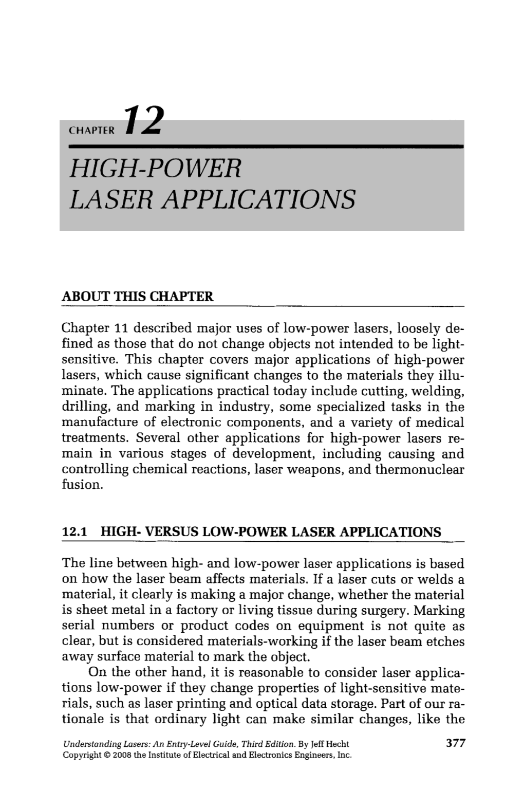 High-Power Laser Applications