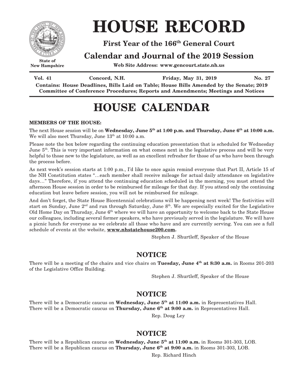 House Calendar