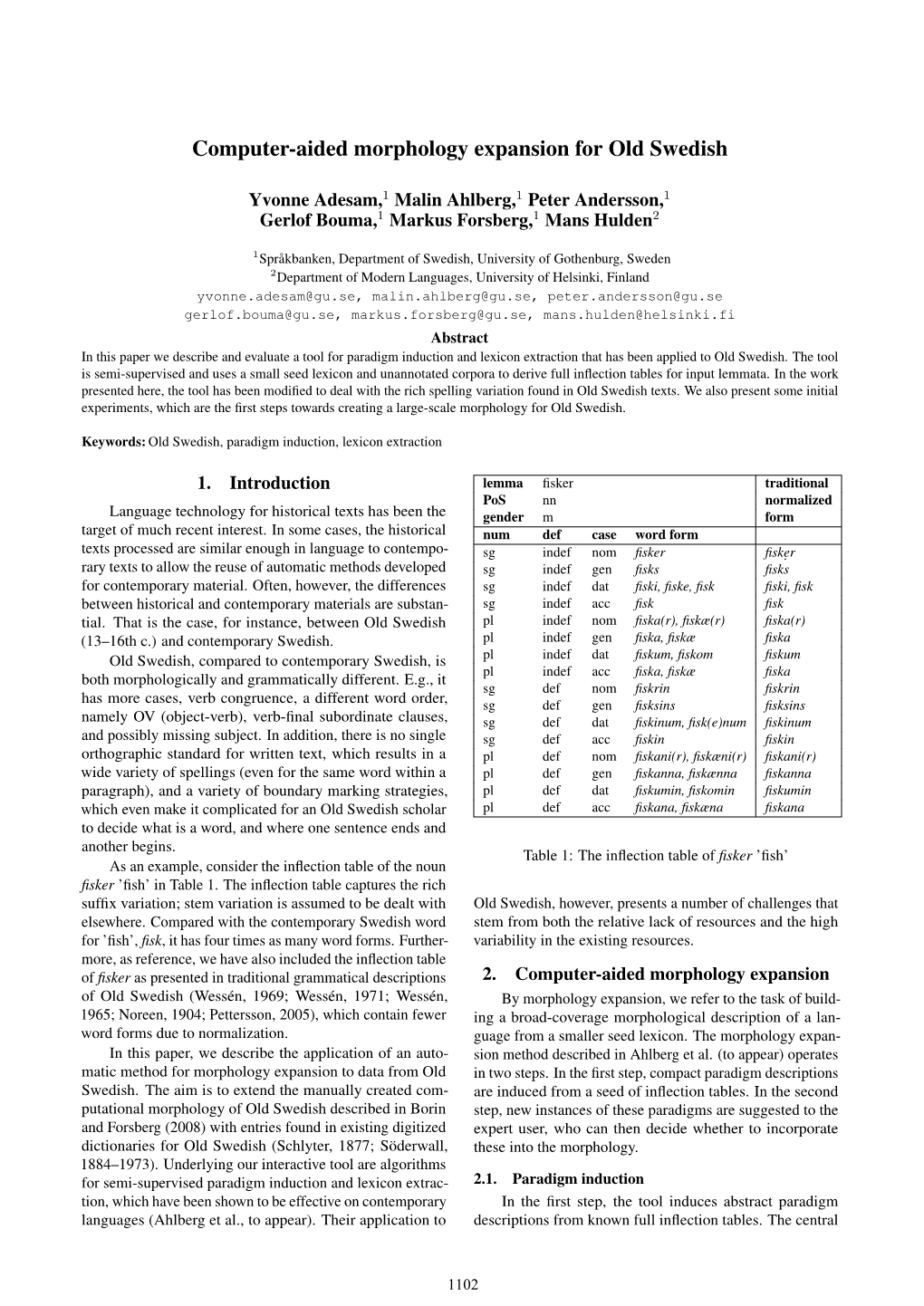 Computer-Aided Morphology Expansion for Old Swedish