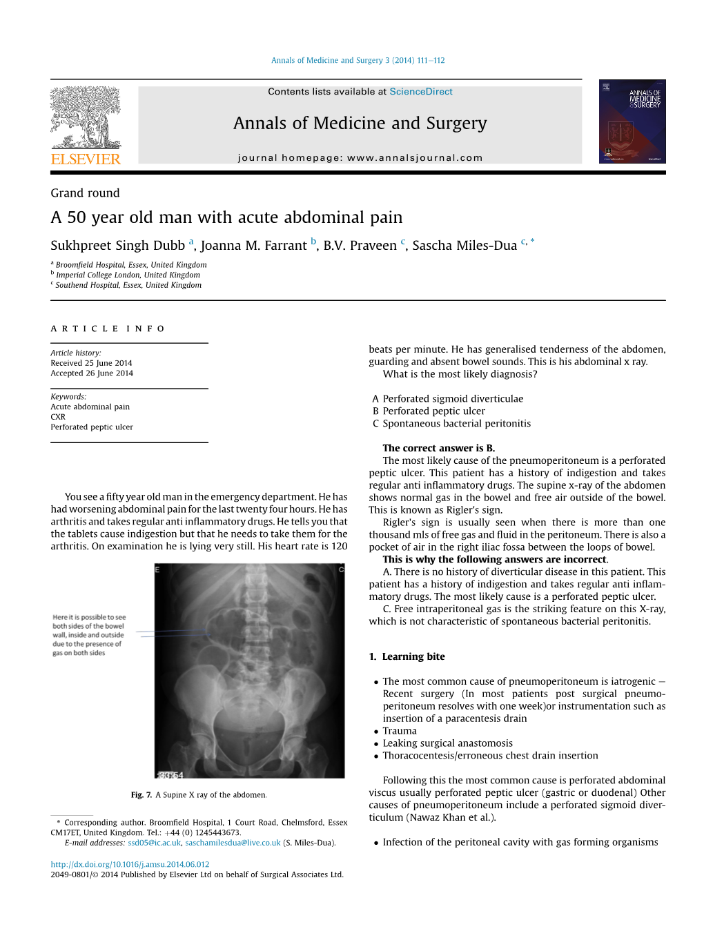 A 50 Year Old Man with Acute Abdominal Pain