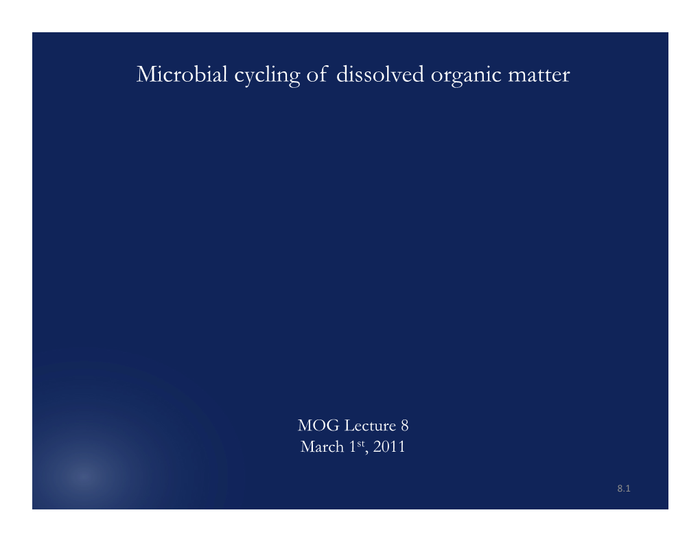 Dissolved Organic Matter and the Microbial Loop