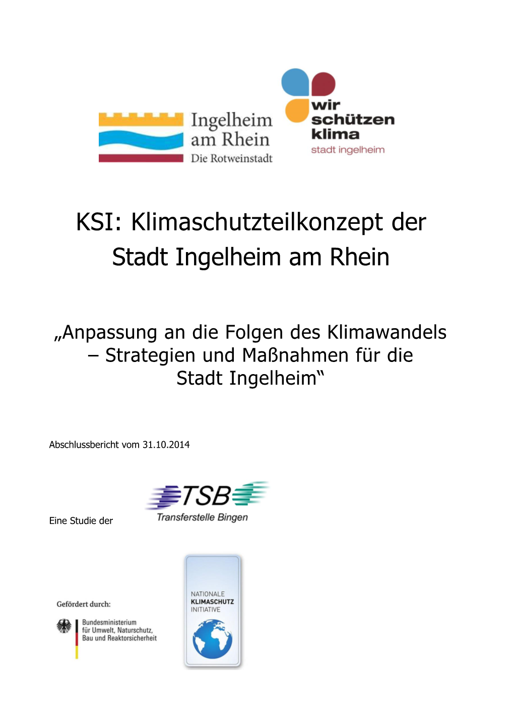 KSI: Klimaschutzteilkonzept Der Stadt Ingelheim Am Rhein