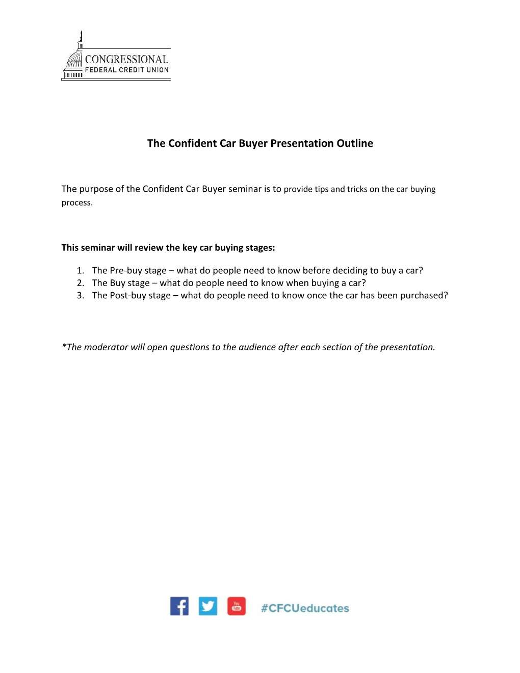 The Confident Car Buyer Presentation Outline