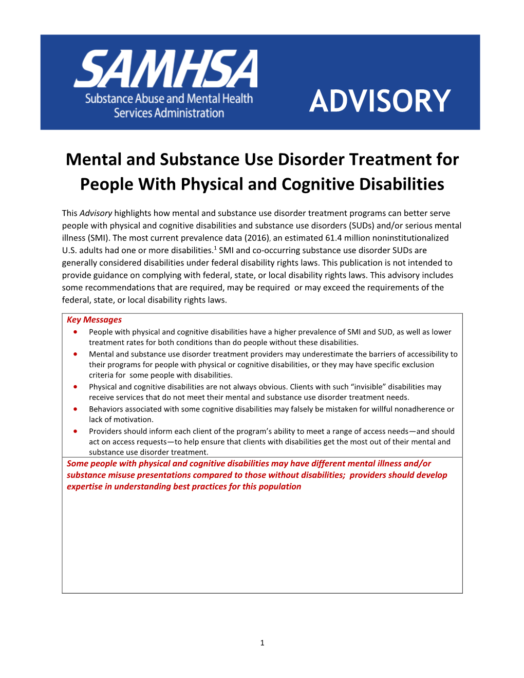 Substance Use Disorder for People with Physical and Cognitive