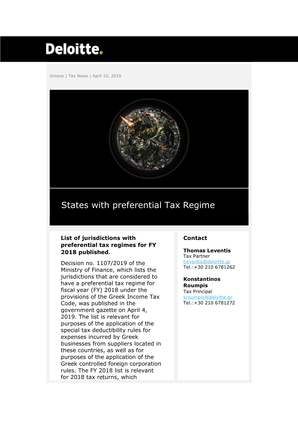 States with Preferential Tax Regime Download Tax Alert