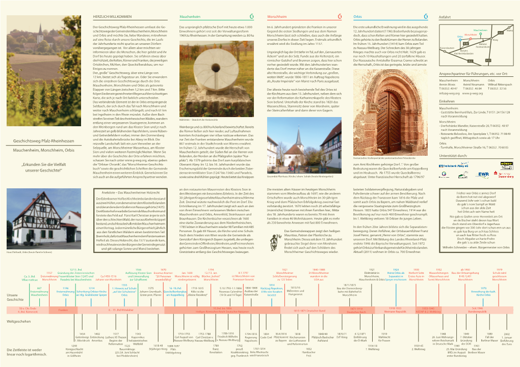 Geschichtsweg Pfalz-Rheinhessen Umfasst Die Ge- Das Ursprünglich Pfälzische Dorf Mit Heute Etwa 1.000 Im 6