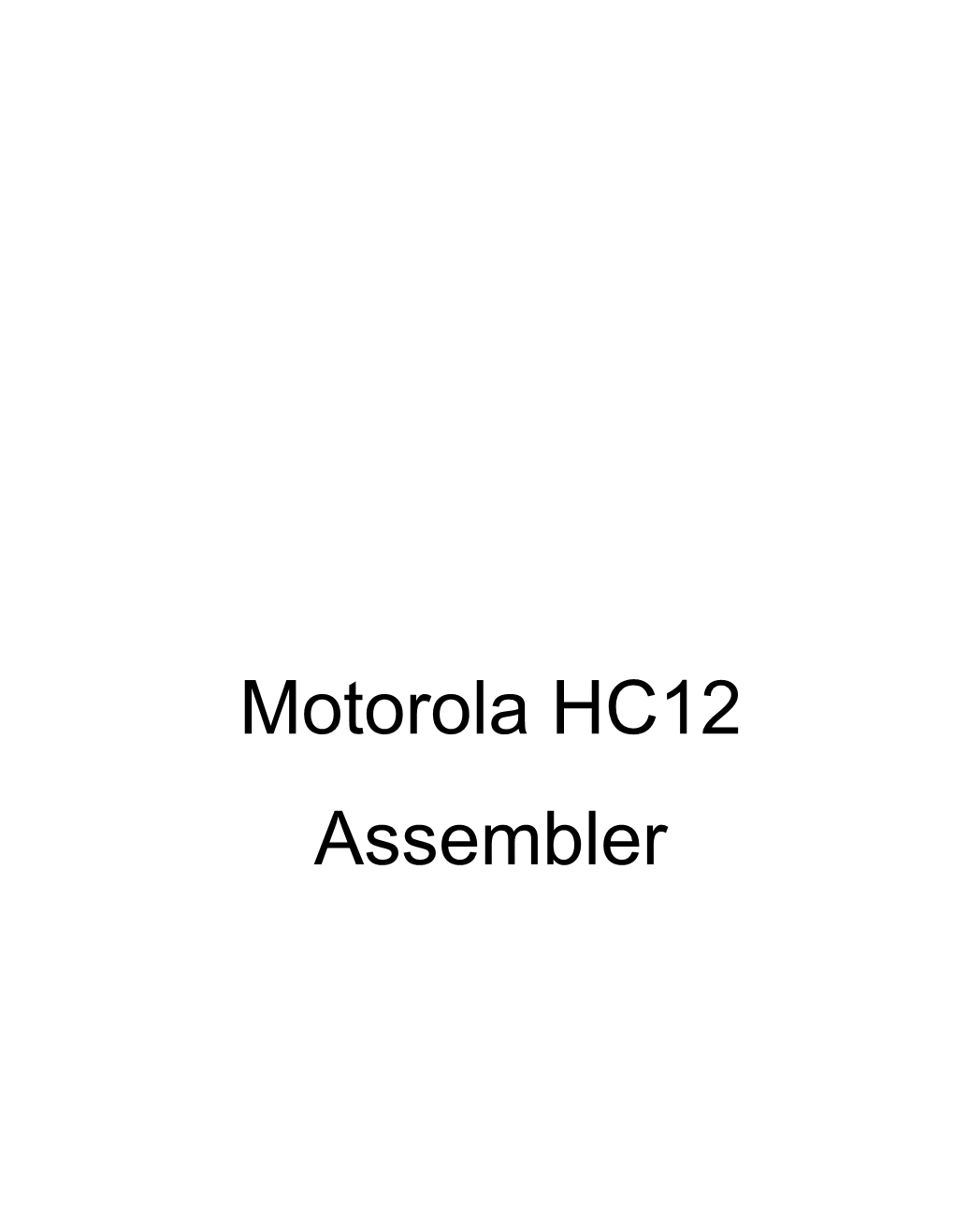 Assembler Manual