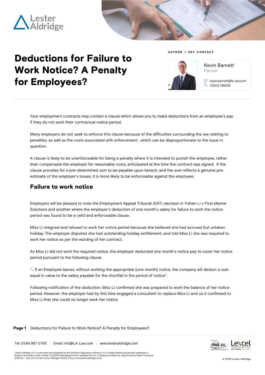 Deductions for Failure to Work Notice? a Penalty for Employees?