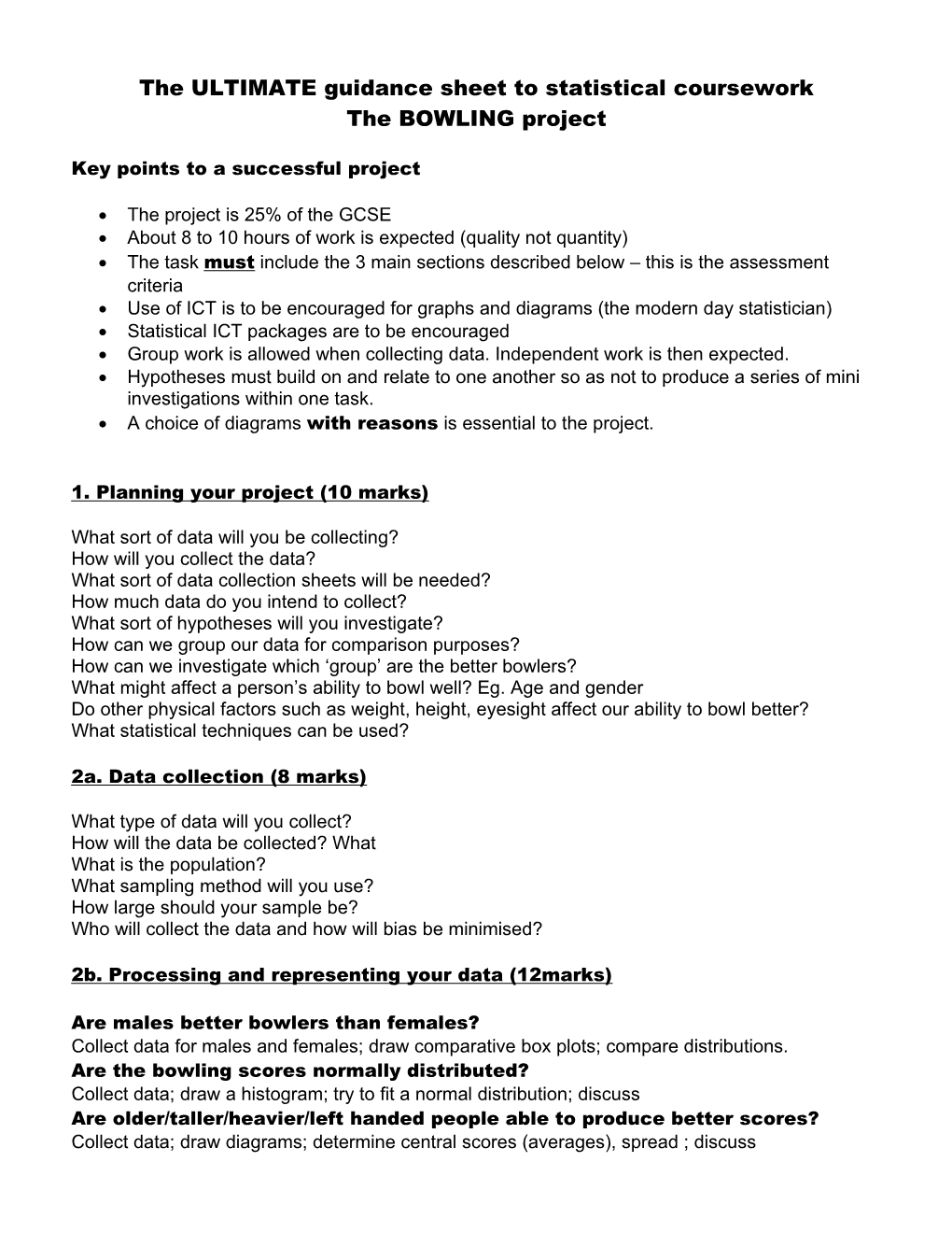 The ULTIMATE Guidance Sheet to Statistical Coursework