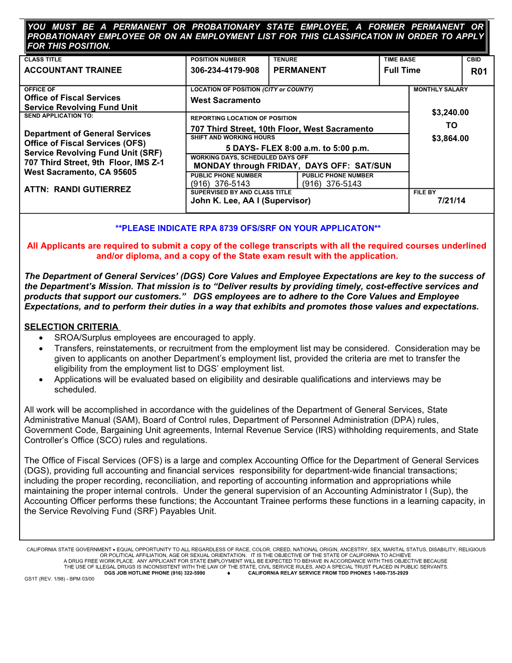 Service Revolving Fund Unit