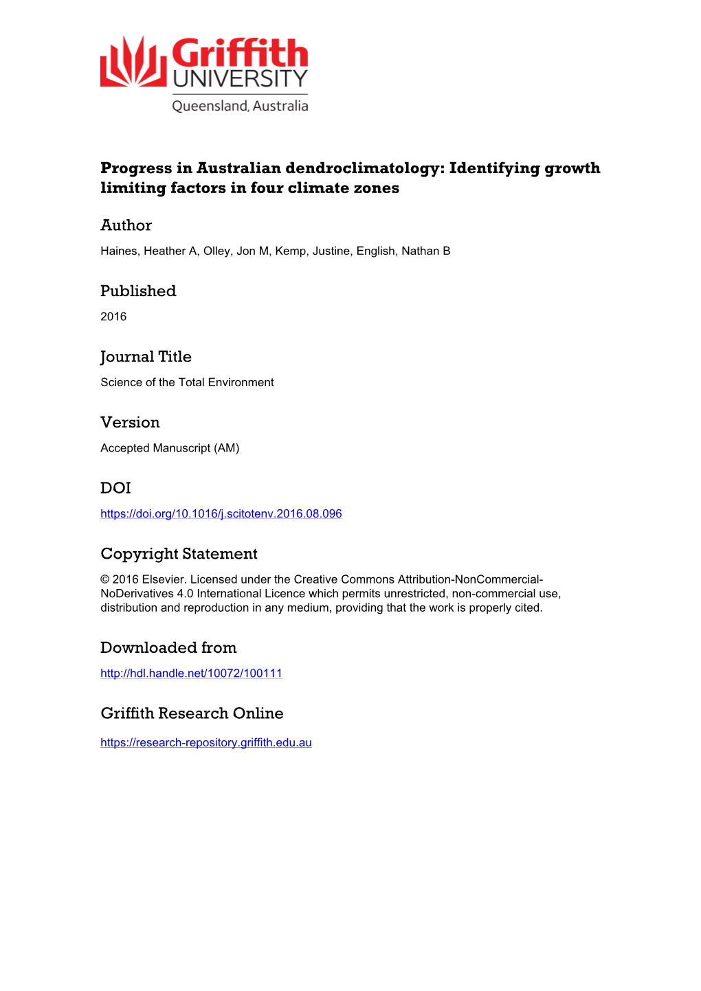 Progress in Australian Dendroclimatology: Identifying Growth Limiting Factors in Four Climate Zones