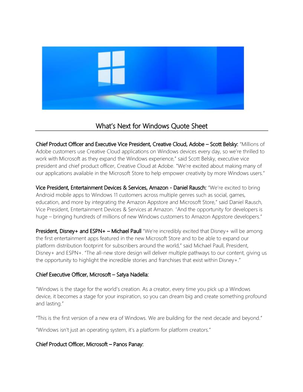 What's Next for Windows Quote Sheet