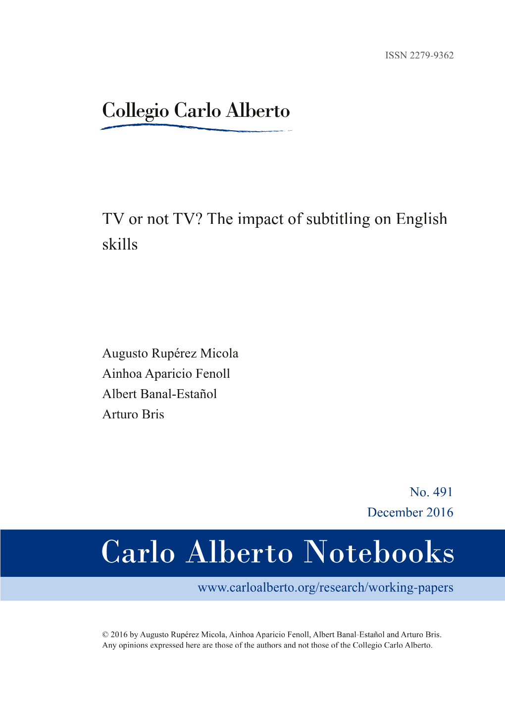 TV Or Not TV? the Impact of Subtitling on English Skills