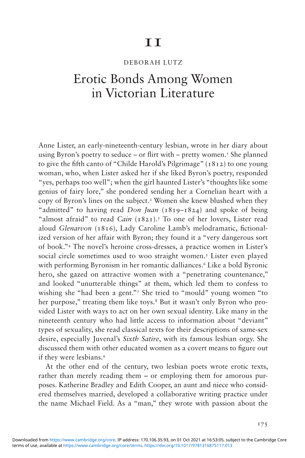 Erotic Bonds Among Women in Victorian Literature