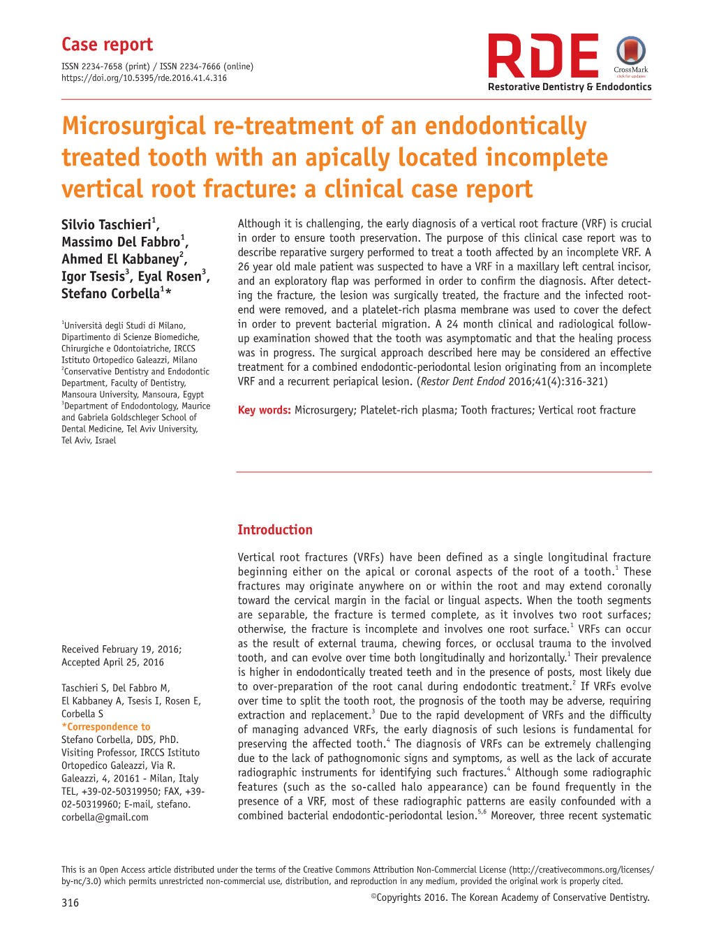 Microsurgical Re-Treatment of an Endodontically Treated Tooth with an Apically Located Incomplete Vertical Root Fracture: a Clinical Case Report