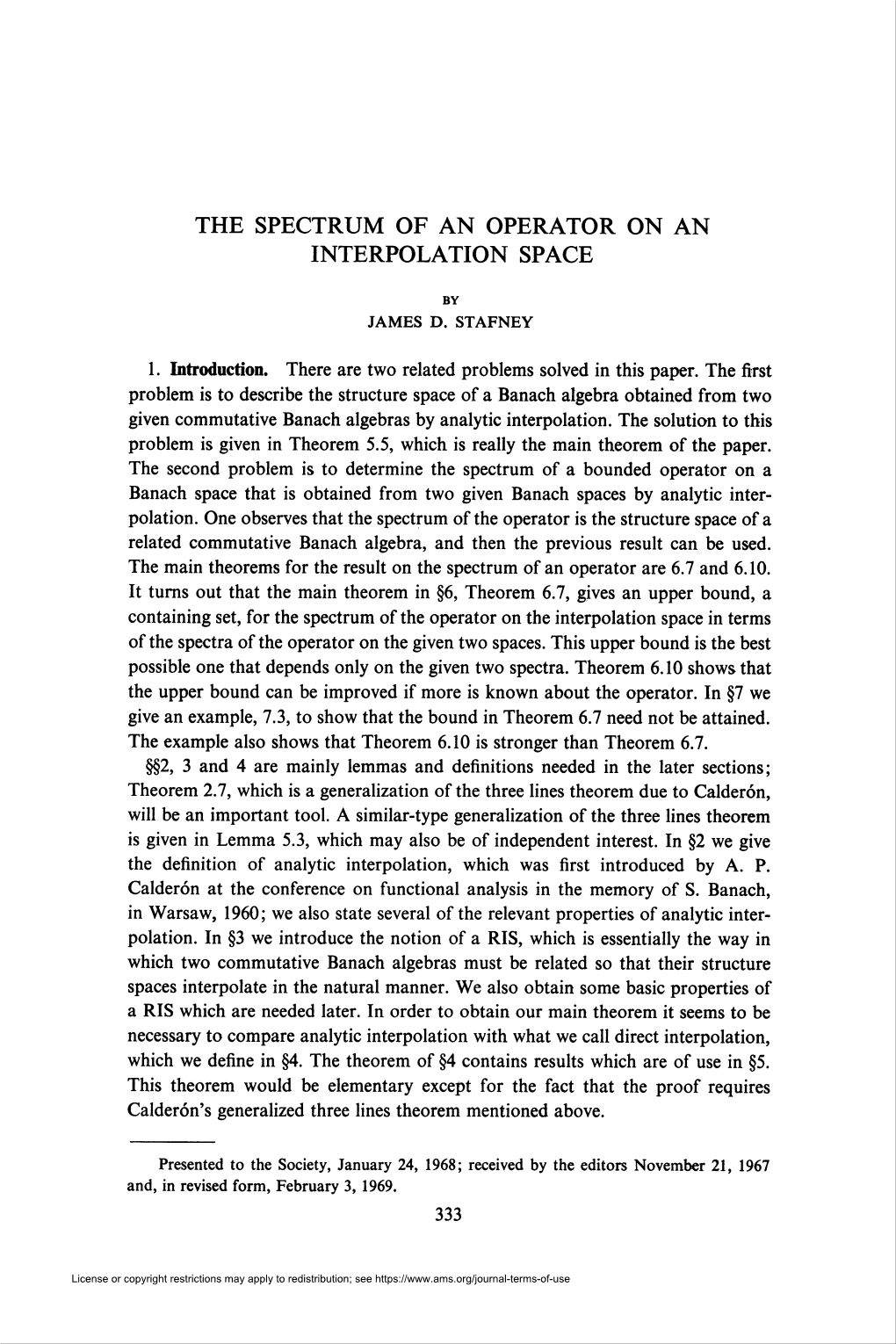 The Spectrum of an Operator on an Interpolation Space