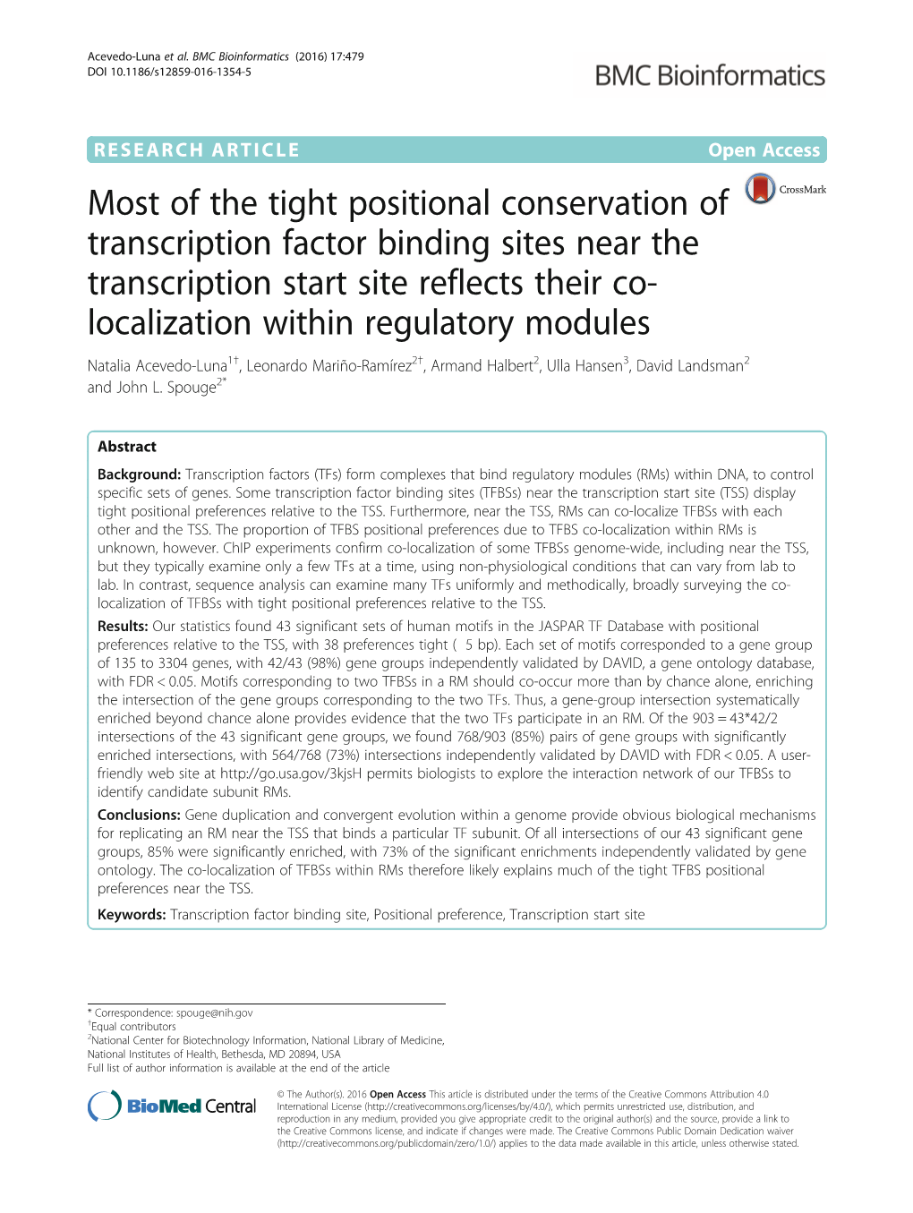 Most of the Tight Positional Conservation of Transcription Factor