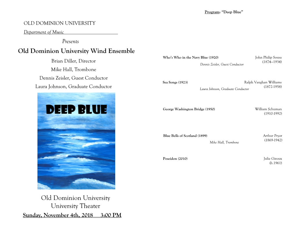 Old Dominion University Wind Ensemble: Deep Blue