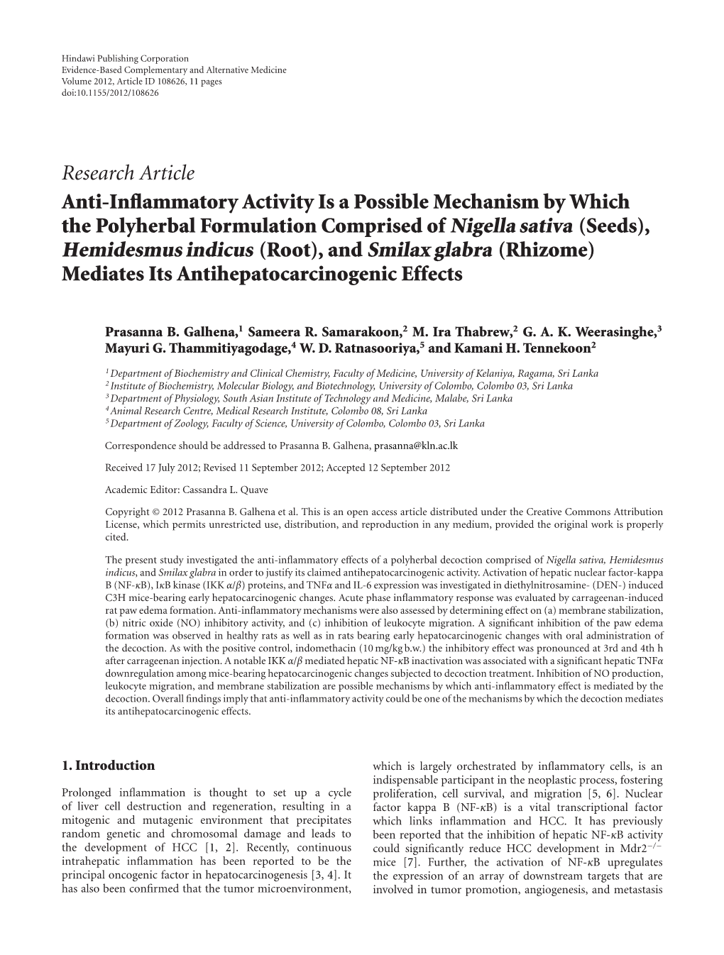 Hemidesmus Indicus (Root), and Smilax Glabra (Rhizome) Mediates Its Antihepatocarcinogenic Effects