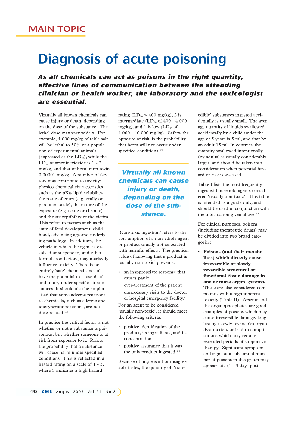 Diagnosis of Acute Poisoning