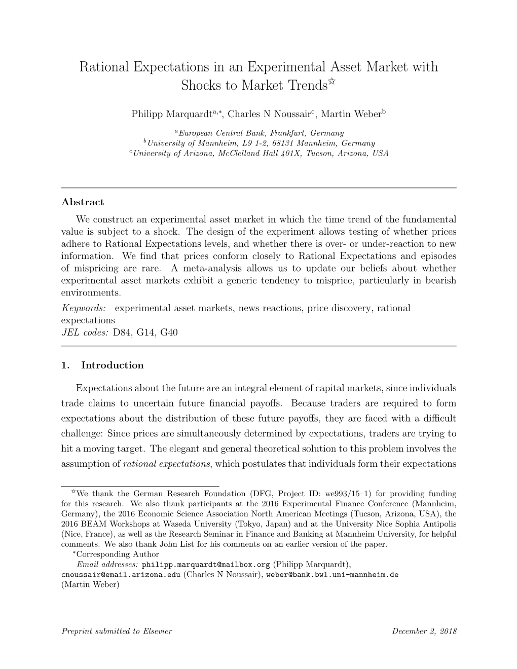 Rational Expectations in an Experimental Asset Market with Shocks to Market Trends$