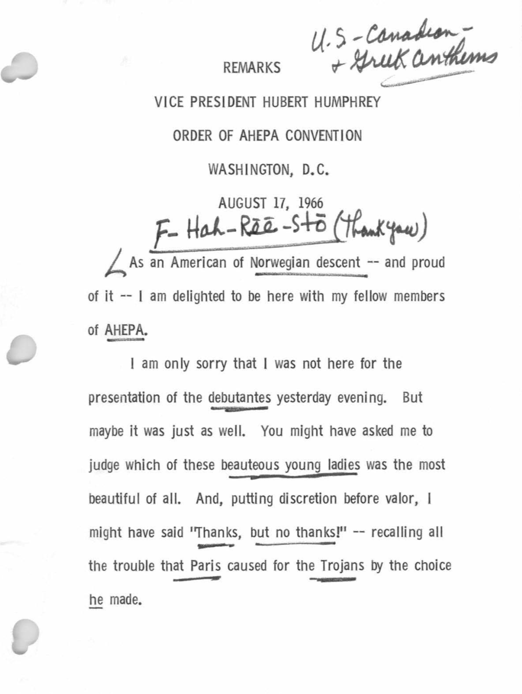 Order of AHEPA National Convention, Washington, D.C., August 17, 1966