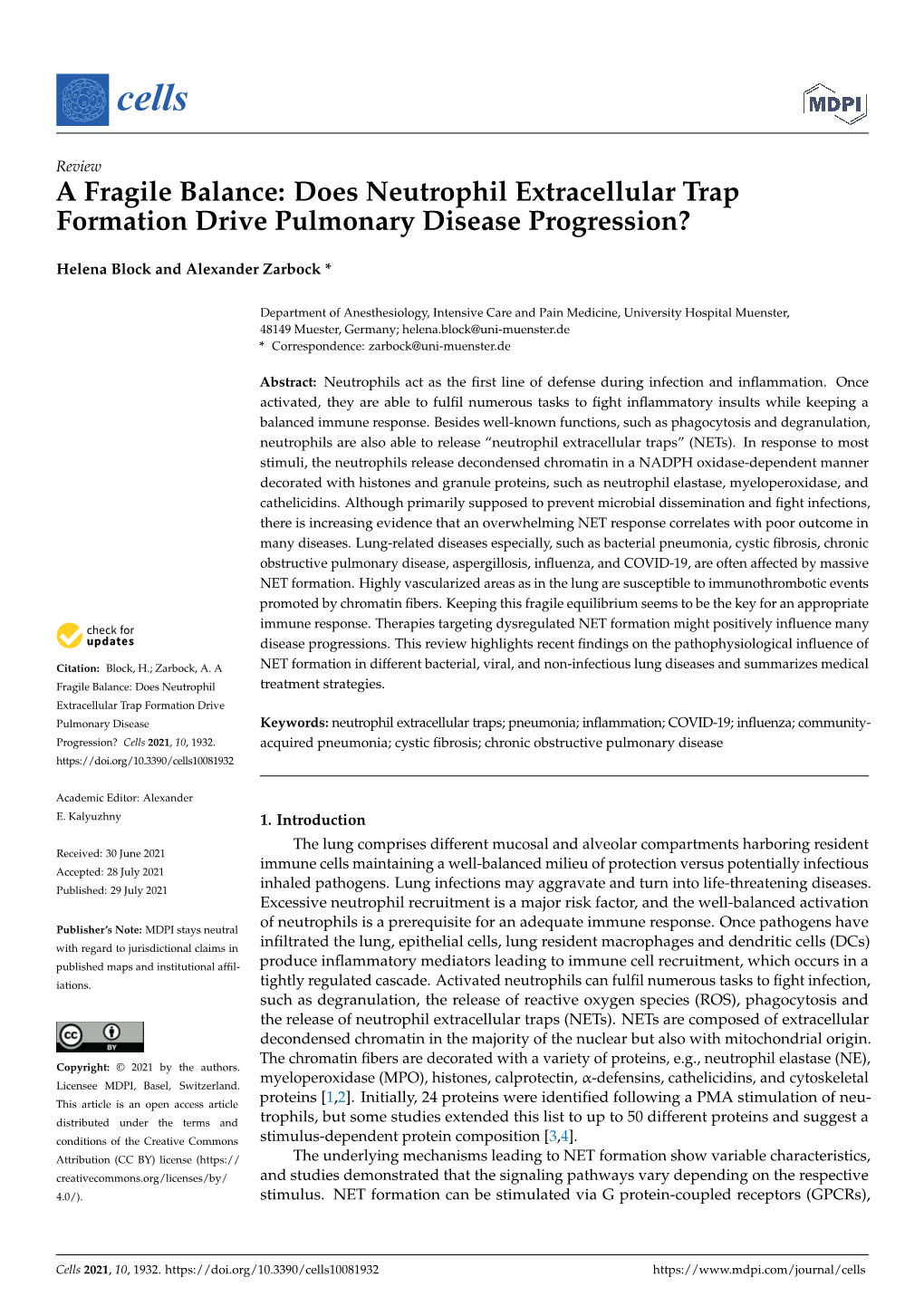 Does Neutrophil Extracellular Trap Formation Drive Pulmonary Disease Progression?