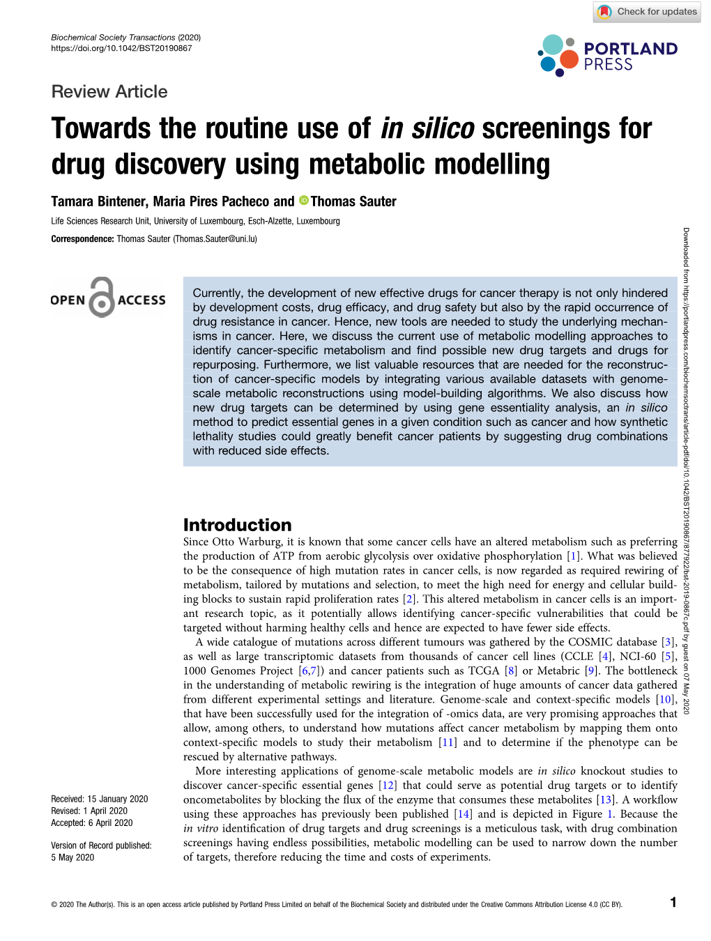 Towards the Routine Use of in Silico Screenings for Drug Discovery Using Metabolic Modelling