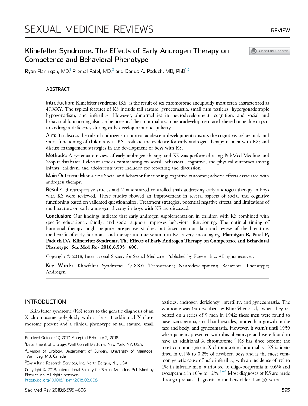 Klinefelter Syndrome. the Effects of Early Androgen Therapy on Competence and Behavioral Phenotype