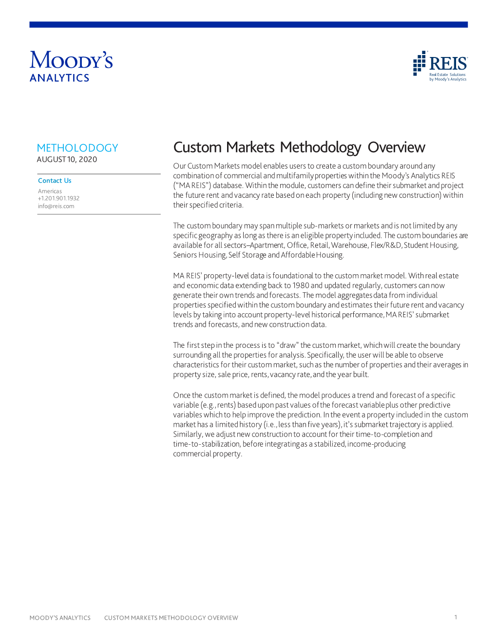 Custom Markets Methodology Overview