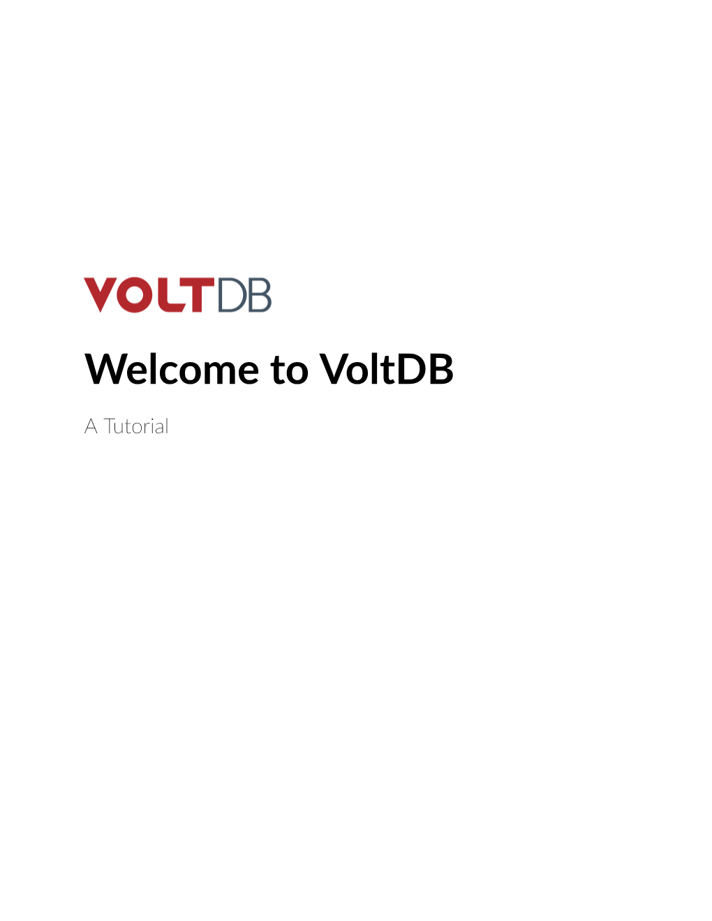 Welcome to Voltdb