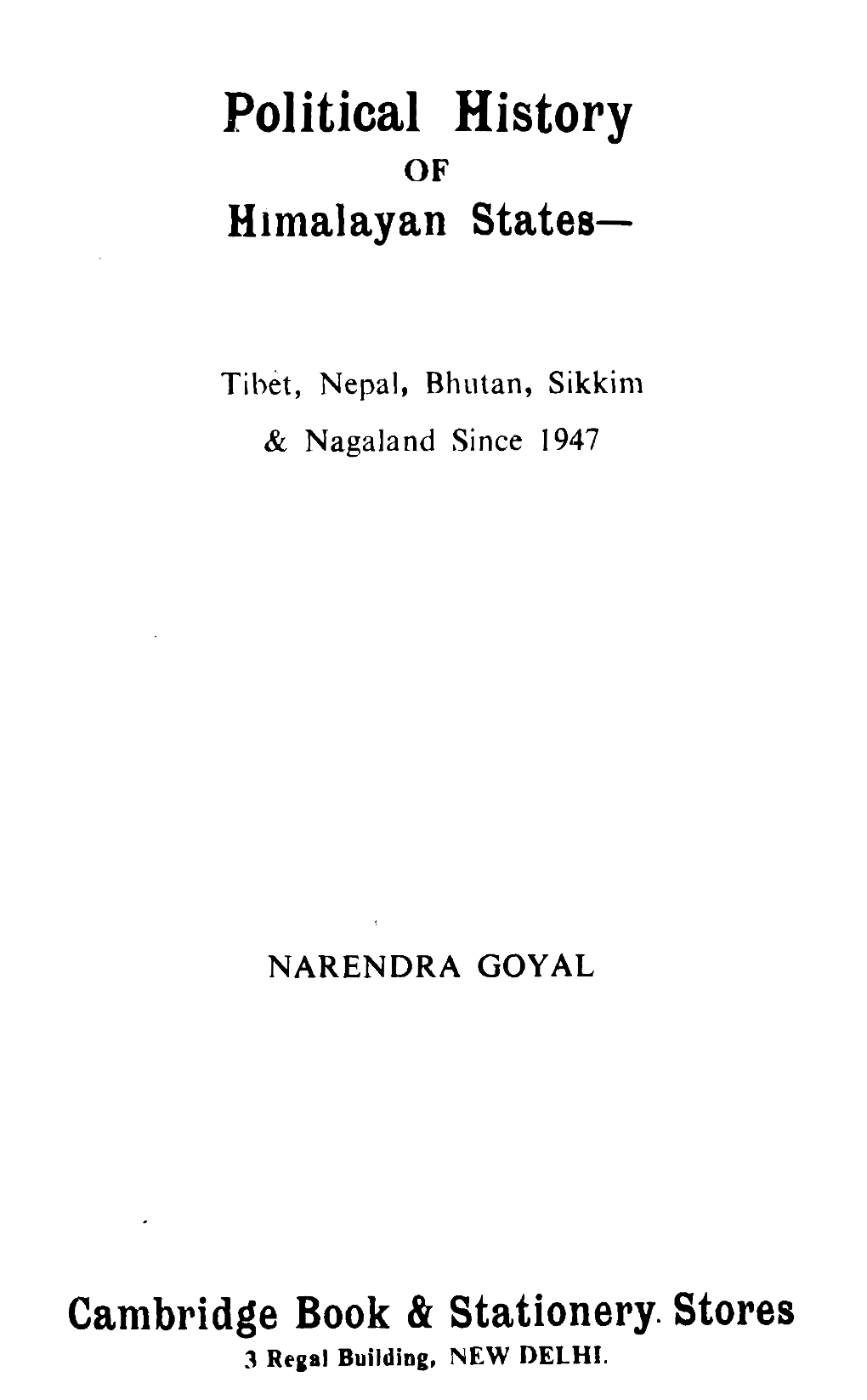 Political History of Himalayan States