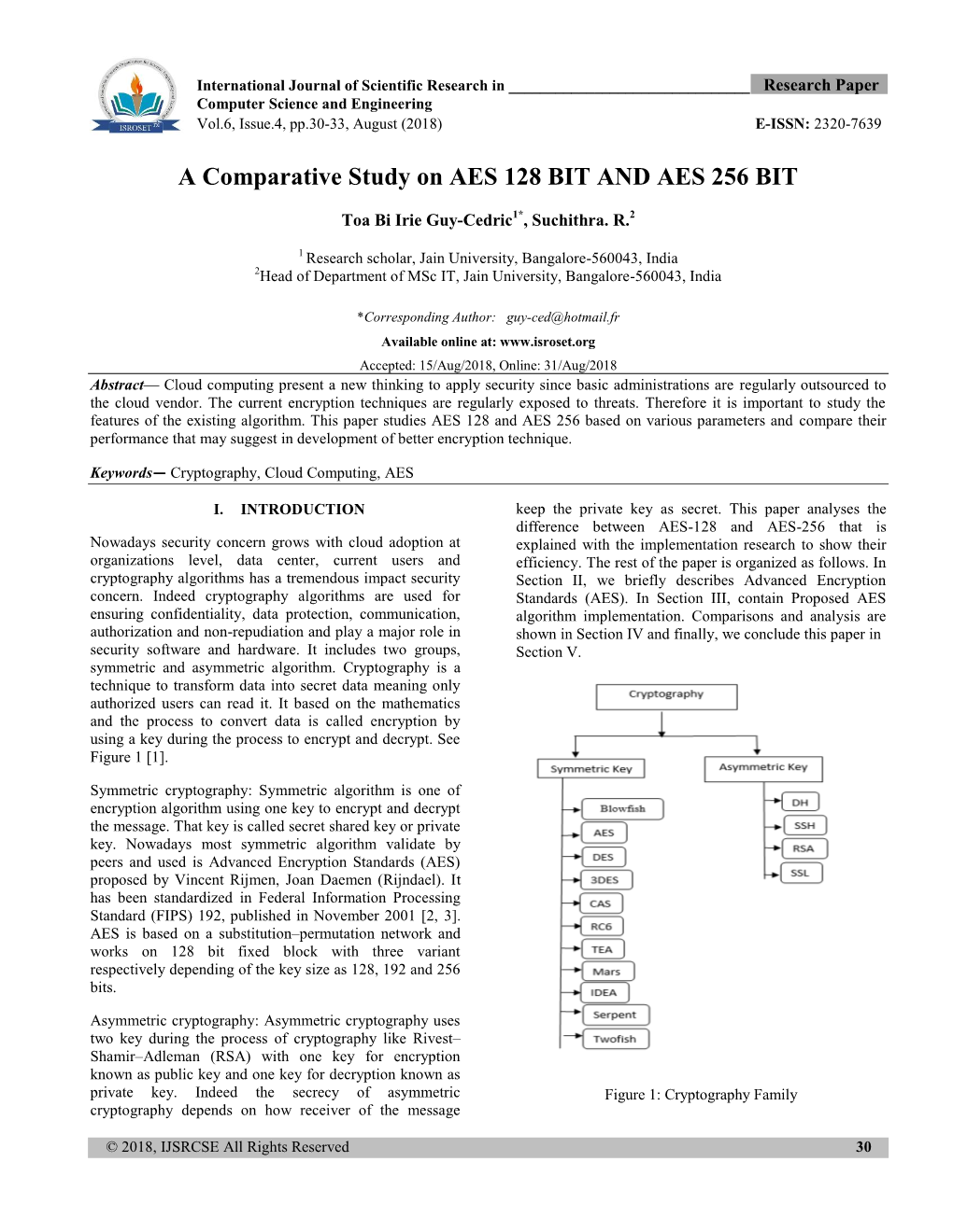 A Comparative Study on AES 128 BIT and AES 256 BIT