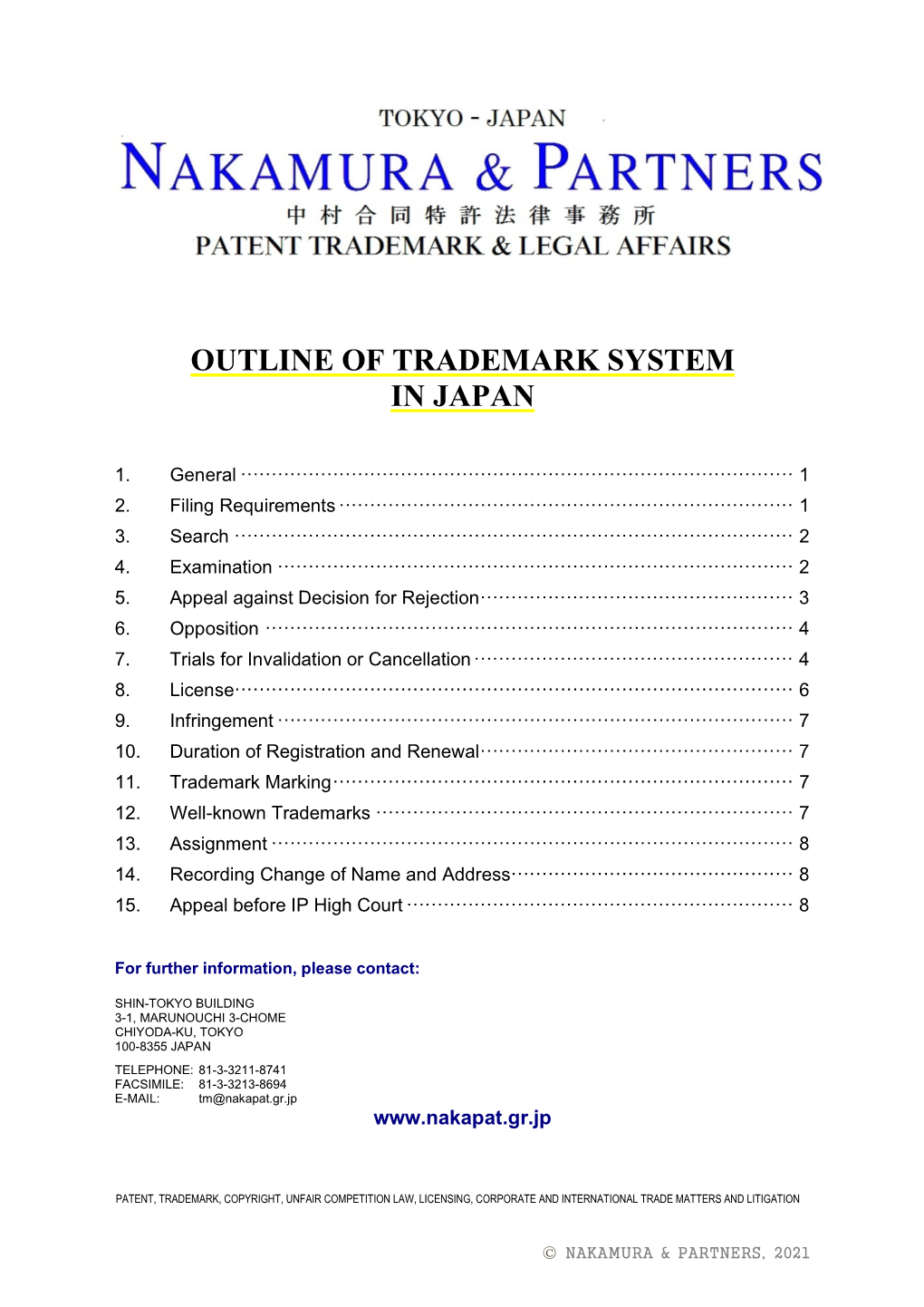 Outline of Trademark System in Japan