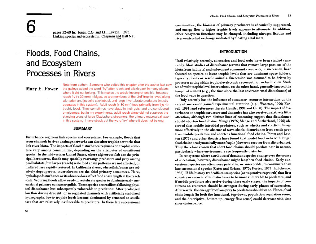 And Ecosystem Processes in Rivers 53