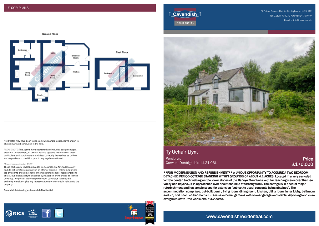 Ty Ucha'r Llyn, Particulars, and Purchasers Are Advised to Satisfy Themselves As to Their Working Order and Condition Prior to Any Legal Commitment