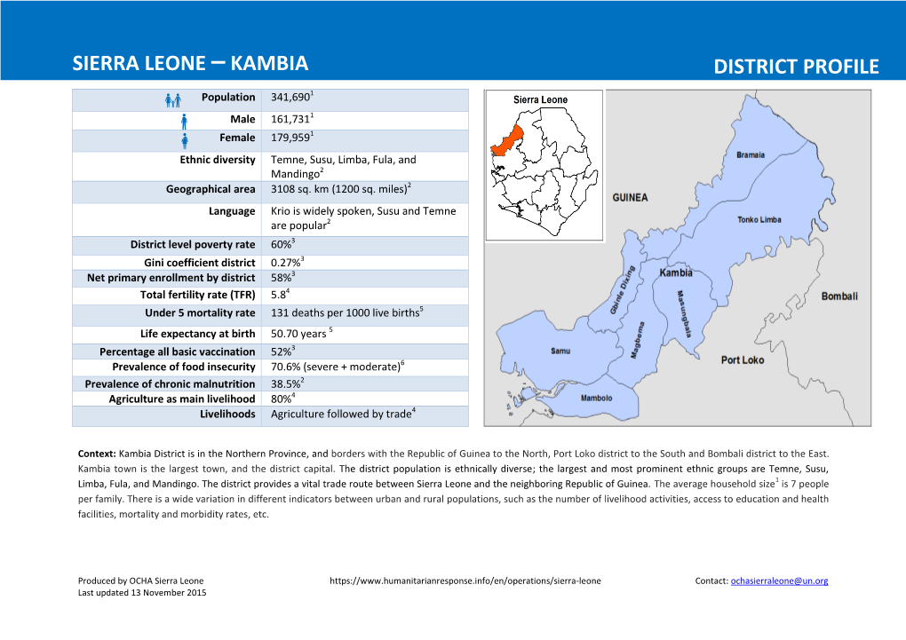 Sierra Leone –Kambia District Profile